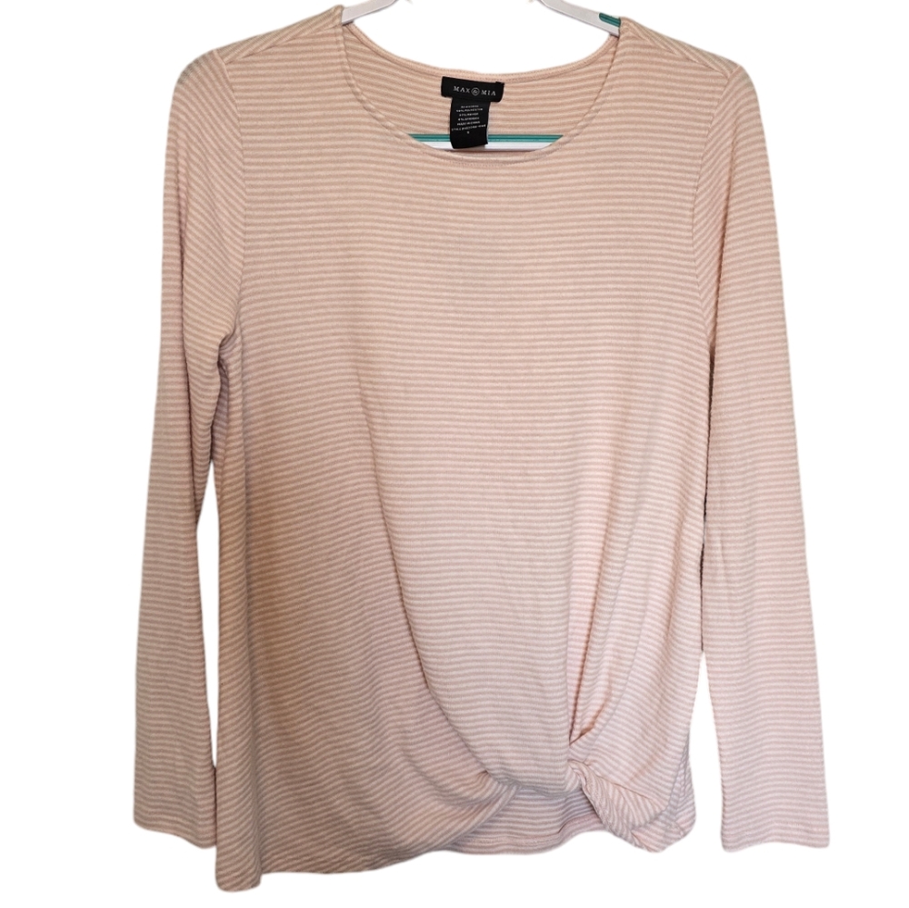 Max & Mia Pink Striped Long Sleeve Shirt Size Small